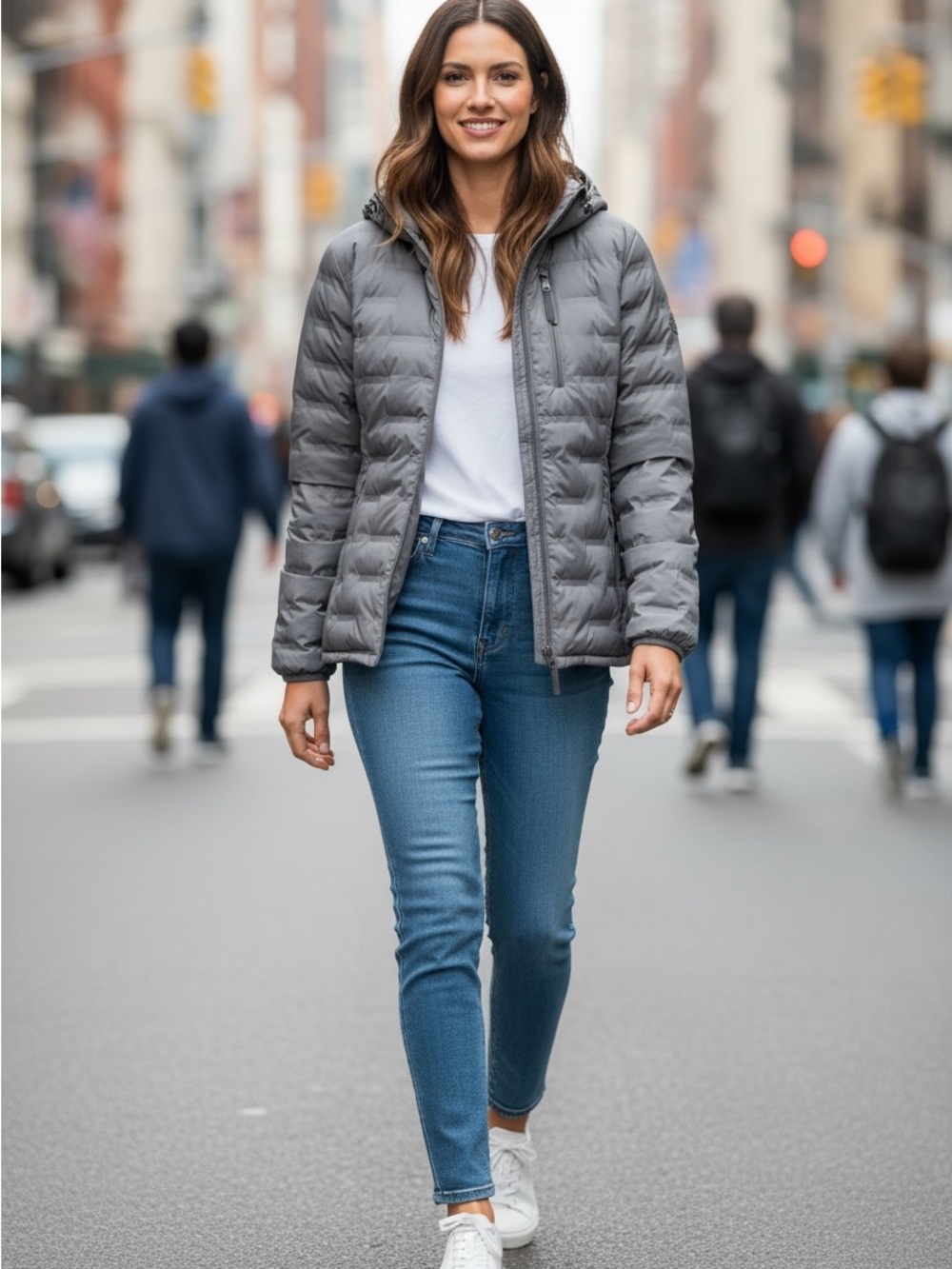 North End Women’s Down Grey Hooded Puffer Jacket
